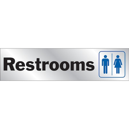 Hy-Ko 2X8 Restrooms Sign 2" x 8", 10PK A00488